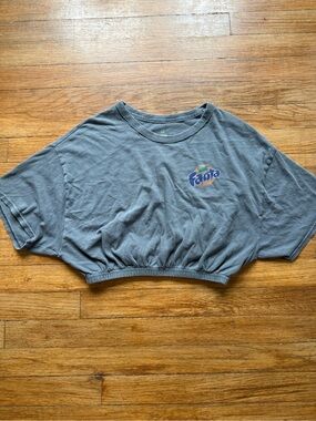 Fanta Logo Cropped Tee in Washed Grey